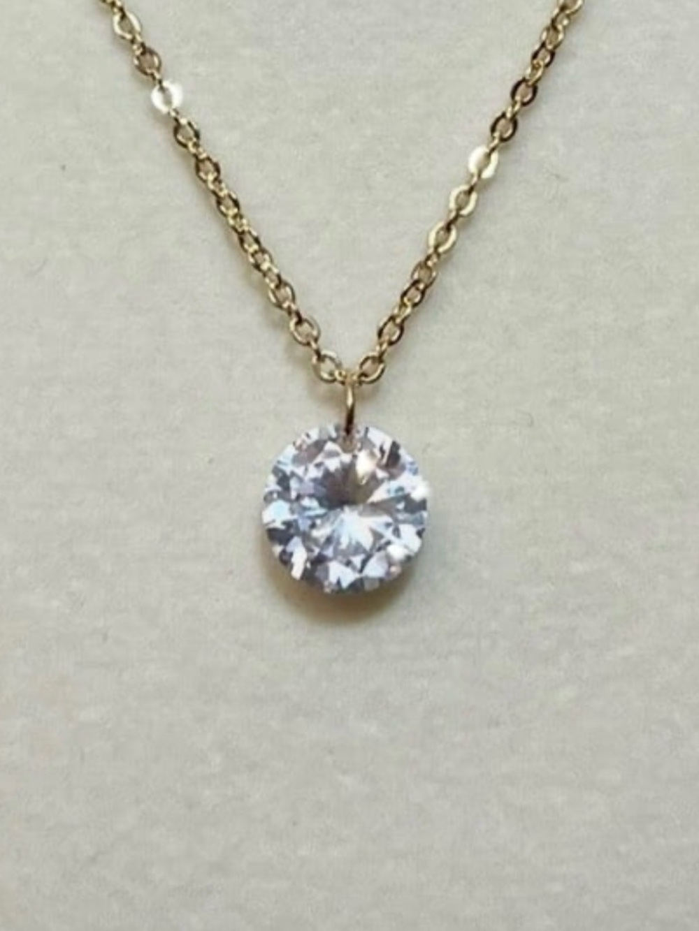 Park Lane ‘Halo’ Gold Chain Necklace Round Clear CZ Pendant